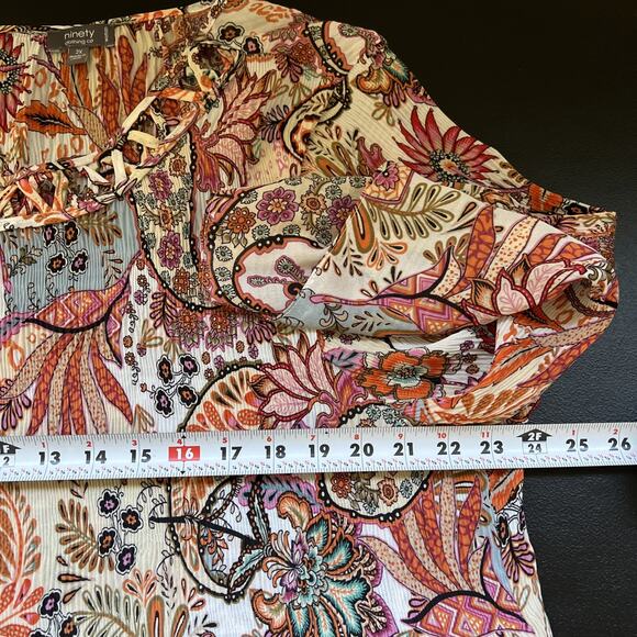 Ninety Clothing Co Women's 2X Floral Boho Peasant Blouse Top Bell Sleeve Hippie - Picture 8 of 10